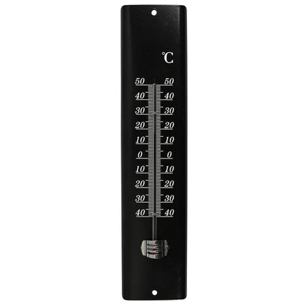 Zwarte Metalen Thermometer 30 cm, -50°C tot 50°C, Tuin & Veranda