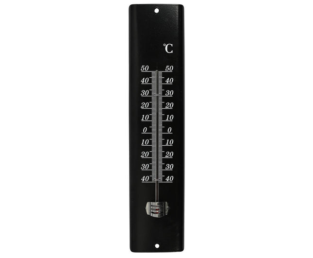 Zwarte Metalen Thermometer 30 cm, -50°C tot 50°C, Tuin & Veranda