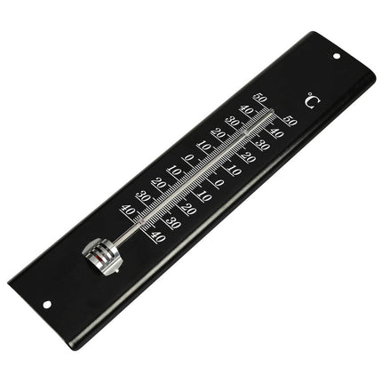 Zwarte Metalen Thermometer 30 cm, -50°C tot 50°C, Tuin & Veranda