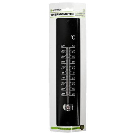 Zwarte Metalen Thermometer 30 cm, -50°C tot 50°C, Tuin & Veranda