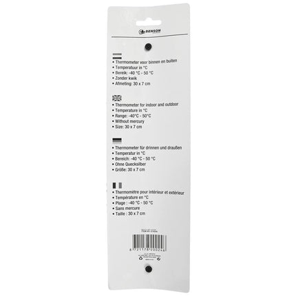 Zwarte Metalen Thermometer 30 cm, -50°C tot 50°C, Tuin & Veranda