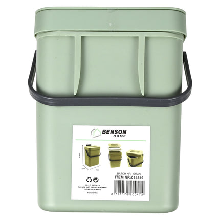Prullenbak groen – Inhoud 3 liter, Afmeting 16 x 13 x 20.5 cm, Gewicht 285 gr, Kleur groen