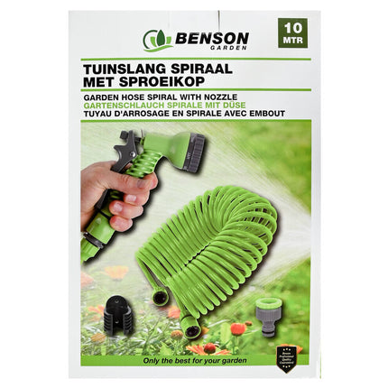 10m Spiraal Tuinslang met 7-functie Sproeikop voor Tuinbewatering