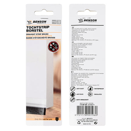 Tochtstrip borstel 100 cm PVC transparant – Toepassing voor op onderzijde van deuren