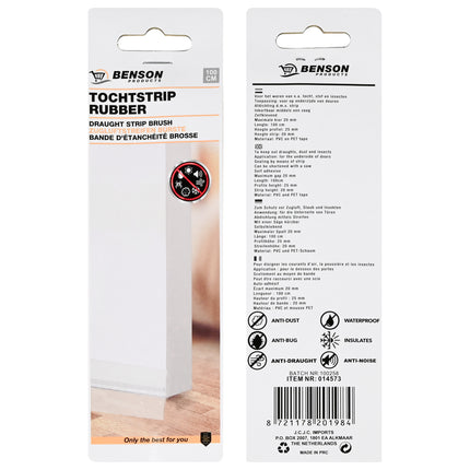 Tochtstrip rubber 100 cm transparant – Toepassing voor op onderzijde van deuren