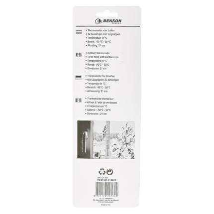Thermometer met zuignap buiten wit 21 cm – Bereik -50 °C - 50 °C, Kleur wit, 50 °C