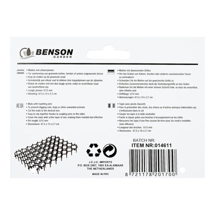 Kattenafweermatten 47,5x13x2,7 cm 4 dlg – Pinnen bovenzijde 15 mm, Pinnen onderzijde 5 mm