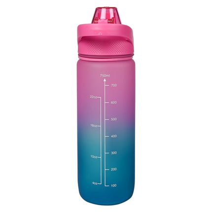 Drinkfles 750 ml blauw/ roze – Hoogte 25 cm, Diameter ø 7,5 cm, 25 cm, 7,5 cm