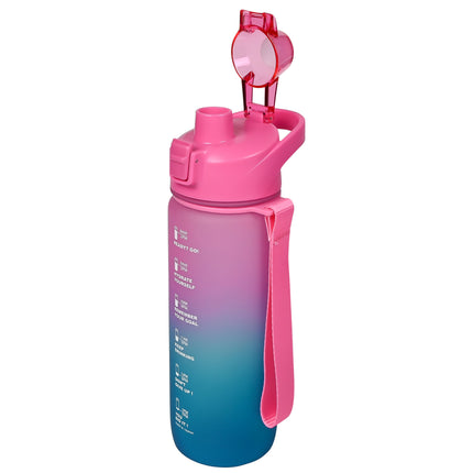 Drinkfles 750 ml blauw/ roze – Hoogte 25 cm, Diameter ø 7,5 cm, 25 cm, 7,5 cm