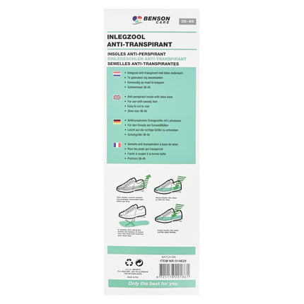 Inlegzool anti-transpirant maat 36-45