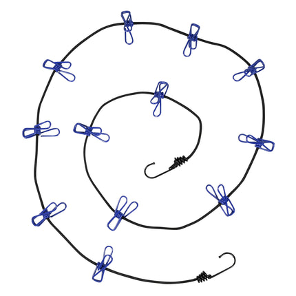 Waslijn 1,9 m - 12 knijpers draagbaar – 190 cm, 320 cm