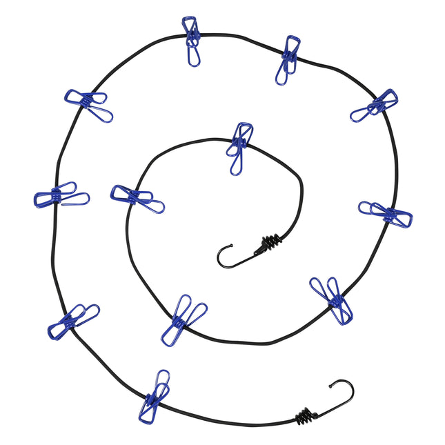 Waslijn 1,9 m - 12 knijpers draagbaar – 190 cm, 320 cm