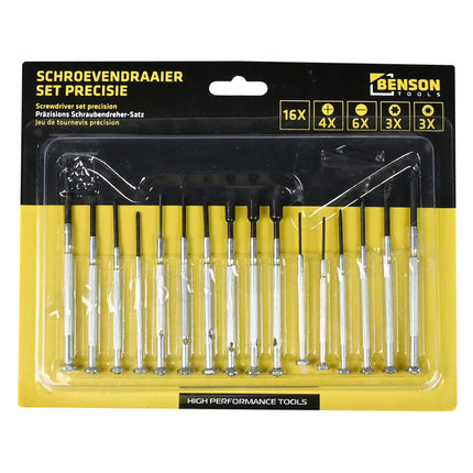 Schroevendraaier set precisie 16 dlg – 4 x PH (+) 0, 0.2, 1.1 en 1.2