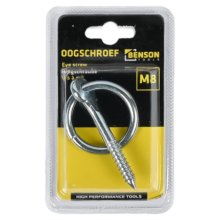Oogschroef Ø 8 mm – Maat ring Ø8 mm, Binnen diameter ring 26 mm, Lengte schroef 60 mm