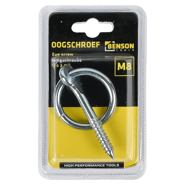 Oogschroef Ø 8 mm – Maat ring Ø8 mm, Binnen diameter ring 26 mm, Lengte schroef 60 mm