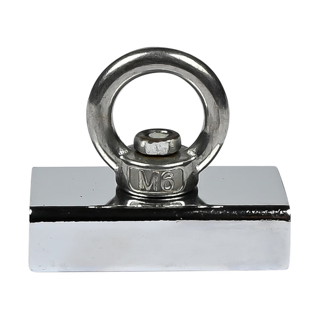 Magneet met oog – Afmetingen magneet 48 x 28 x12 mm, Binnendiameter oog 17 mm, 2,25 kg