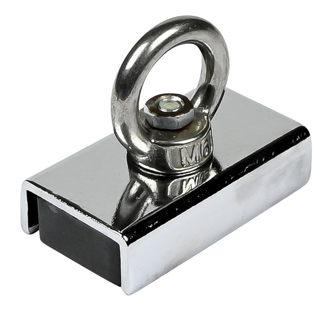 Magneet met oog – Afmetingen magneet 48 x 28 x12 mm, Binnendiameter oog 17 mm, 2,25 kg