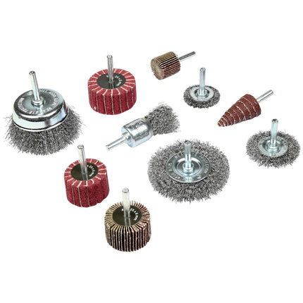 Borstel set voor boormachine 10 dlg – Max. snelheid borstels 4.500 RPM, 6 mm