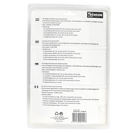 Borstel set voor boormachine 10 dlg – Max. snelheid borstels 4.500 RPM, 6 mm