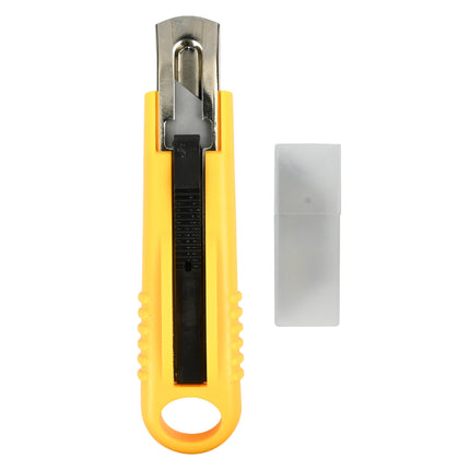 Veiligheidsmes + 3 reservemessen – Afmetingen 140 x 35 x 22 mm, Materiaal ABS + staal