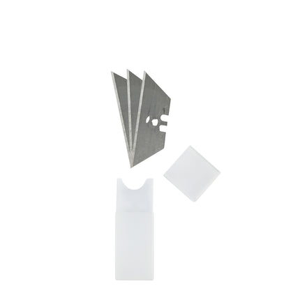 Veiligheidsmes + 3 reservemessen – Afmetingen 140 x 35 x 22 mm, Materiaal ABS + staal