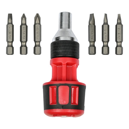 Schroevendraaier ratel stubby met bits 7 dlg – 4 mm, 6 mm