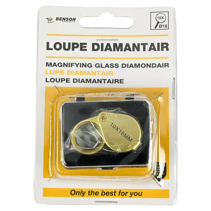Loupe diamantair goud – Lens ø 18 mm, Vergroting 10x, 18 mm