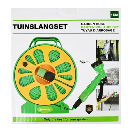 Tuinslangset 15 m op haspel compact – Lengte tuinslang 15 m, Lichtgewicht