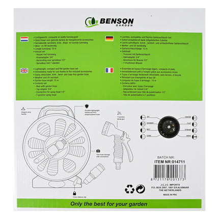Tuinslangset 15 m op haspel compact – Lengte tuinslang 15 m, Lichtgewicht