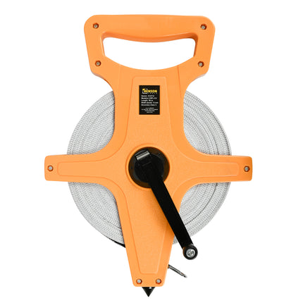 Landmeter 50 mtr – Lengte 50 m, Breedte (band) 13 mm, Afmetingen haspel 30.5 x 21 cm