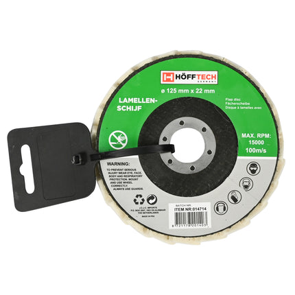 Lamellenschijf vilt Ø 125 x 22 mm – Afmetingen ø125 mm x 22 mm, Max. toerental 15.000 RPM