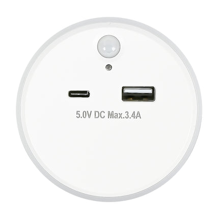 Nachtlamp USB-A en USB-C met dag/nacht + PIR sensor – Input 230V - 50 Hz, 230V