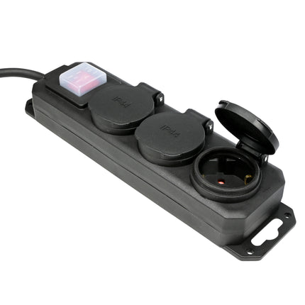 Stekkerdoos 3-voudig + RA + schakelaar 3.0 mtr IP44 – 230V, 3 METER