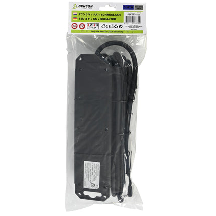 Stekkerdoos 3-voudig + RA + schakelaar 3.0 mtr IP44 – 230V, 3 METER