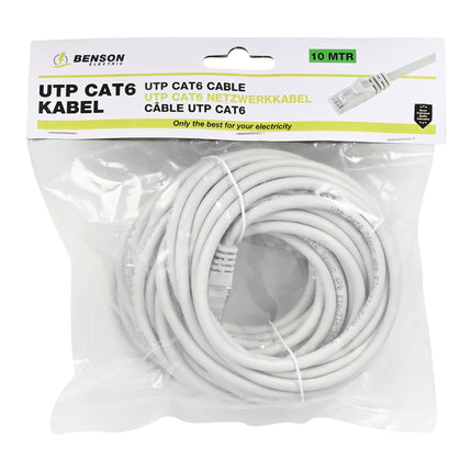 UTP CAT6 kabel 10 mtr – Kleur Lichtgrijs 1C, Kabellengte 10 m, Kabel diameter 5,3 mm