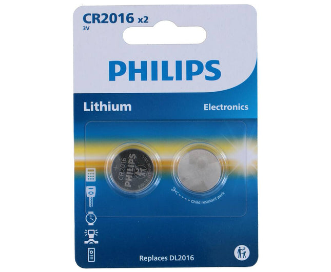 Philips CR2016 Batterijen 3V 90mAh, ideaal voor horloges, 2 stuks
