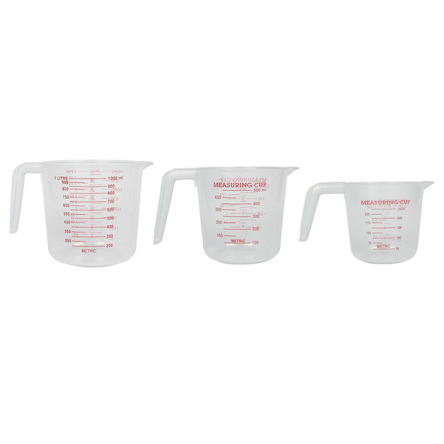 Maatbeker set 3 dlg – Inhoud 250 ml, 500 ml en 1000 ml, Materiaal plasti, 250 ml