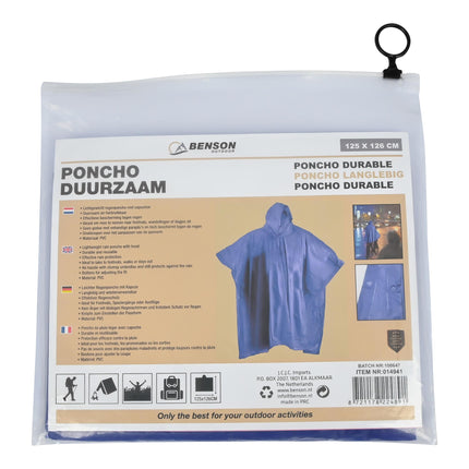 Poncho duurzaam donkerblauw – Materiaal PVC, Lichtgewicht