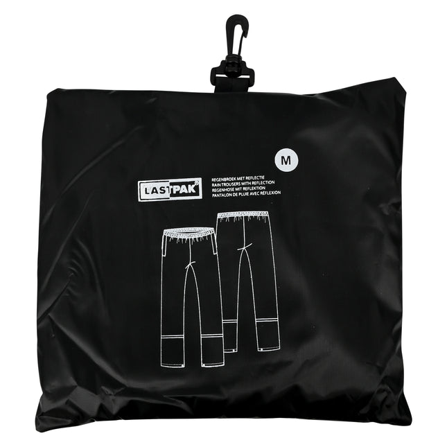 Regenbroek zwart met reflectie maat M – Materiaal polyester