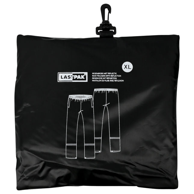 Regenbroek zwart met reflectie maat XL – Materiaal polyester