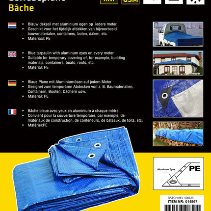 Dekzeil 1,5 x 2,5 mtr blauw profi