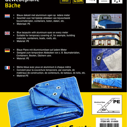 Dekzeil 4 x 6 mtr blauw profi