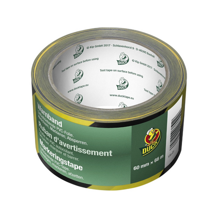 Markeringstape geel/zwart 60 mm x 66 m – Breedte 60 mm – goed zichtbaar, ook van afstand