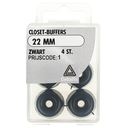 Deltafix Closetbuffer zwart 22 mm 4 st