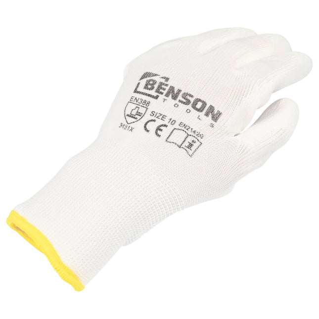 Werkhandschoenen PU palm wit maat 10