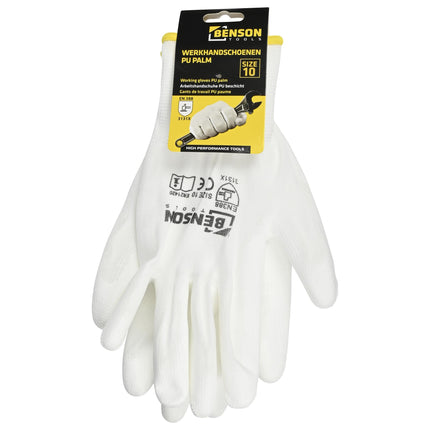 Werkhandschoenen PU palm wit maat 10