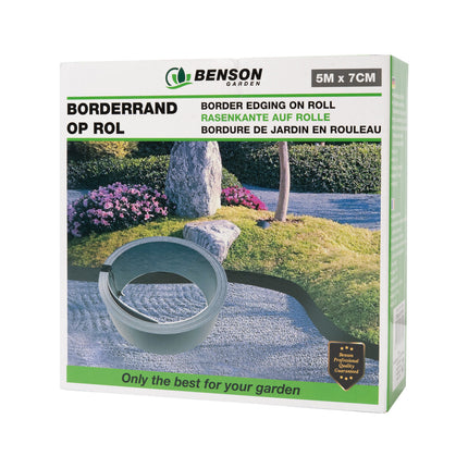 Borderrand op rol 5 m x 7 cm – Lengte 5 m, Hoogte 7 cm, Grondpinnen 10x inclusief