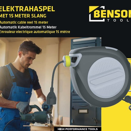 Elektrahaspel 15 meter – Kabellengte 15 meter, Stekkerklaar direct te gebruiken