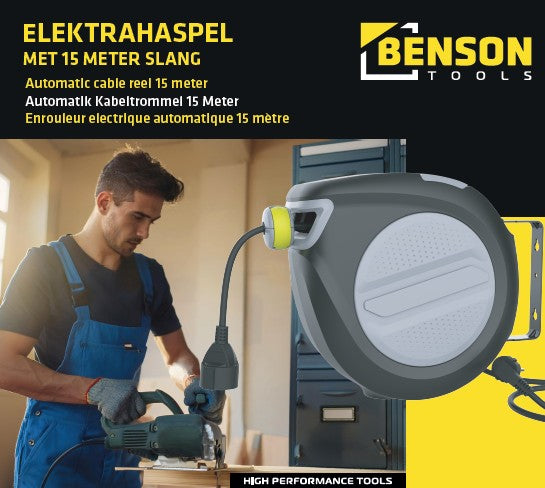 Elektrahaspel 15 meter – Kabellengte 15 meter, Stekkerklaar direct te gebruiken