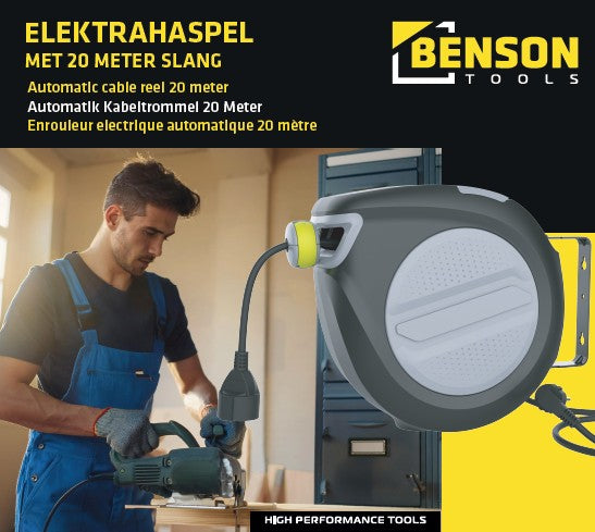 Elektrahaspel 20 meter – Kabellengte 20 meter, Stekkerklaar direct te gebruiken